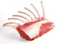 Fine Meat - Raw Lamb Rack isolated on white Background Royalty Free Stock Photo