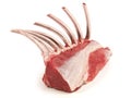 Fine Meat - Raw Lamb Rack on white Background Royalty Free Stock Photo