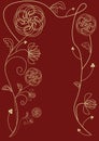 Fine outline decorated background with floral motif in gold metal design