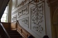 Fine plasterered wall and wooden staircase at Mompesson House, Salisbury, Wiltshire, England Royalty Free Stock Photo