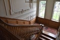 Fine plasterered wall and wooden staircase at Mompesson House, Salisbury, Wiltshire, England