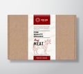 Fine Quality Organic Beef Craft Cardboard Box. Abstract Vector Meat Paper Container with Label Cover. Packaging Design