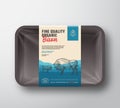 Fine Quality Organic Bison. Abstract Vector Meat Plastic Tray Container with Cellophane Cover. Vertical Packaging Design Royalty Free Stock Photo