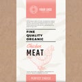 Fine Quality Organic Chicken. Abstract Vector Meat Packaging Design or Label. Modern Typography and Hand Drawn Hen