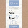 Fine Quality Organic Goat. Abstract Vector Meat Packaging Design or Label. Modern Typography and Hand Drawn Goat