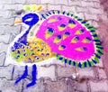 Fine Rangoli Art of Colourful Peacock