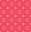 Fine red patterns, filigree geometric lace ornament, tile with repeatable ornate elements in victorian style