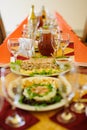 Fine restaurant dinner table place setting Royalty Free Stock Photo