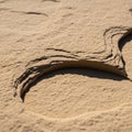 Fine sand surface showing intricate grooves and depressions forming Royalty Free Stock Photo