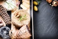 Fine selection of dry meat, sausages and French cheese Royalty Free Stock Photo