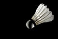 Set Badminton shuttlecock feather professional on isolated black background. Royalty Free Stock Photo