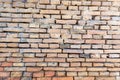 Fine shot of an old, traditional brown mud brick wall with a weathered texture Royalty Free Stock Photo
