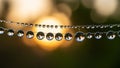 Fine strands of a spiderweb, with each droplet reflecting an Royalty Free Stock Photo