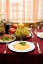 Fine table setting in gourmet restaurant