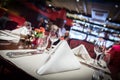 Fine table setting in luxurious restaurant Royalty Free Stock Photo