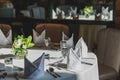 Fine table setting in a luxurious restaurant in hotel Royalty Free Stock Photo