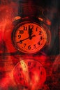 Fineart burning clock design on textured abstract backround Royalty Free Stock Photo