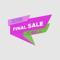 Finel Sale special offer banner, up to 90% off. Vector illustration. Colorful total sale sign.Red label. Icon for special offer. Royalty Free Stock Photo