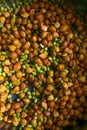 Finely chopped onions and tomatoes on the chopping table with selective focus