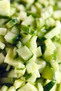 Finely diced cucumbers for salad.