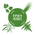 Fines herbes flat silhouettes Royalty Free Stock Photo