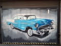 Finest Garage Art From Alicante Spain : Classic Blue Sports Car Royalty Free Stock Photo