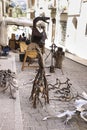 Wrought iron crafts for sale at a market stall