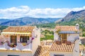 Finestrat, Spain - 12 June, 2019: View of the typically white spanish house balcony Royalty Free Stock Photo
