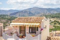 Finestrat, Spain - 12 June, 2019: View of the typically white spanish house balcony Royalty Free Stock Photo