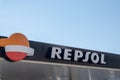 Finestrat, Spain - March 2, 2023: Repsol logo sign on gas station. Repsol - Spanish energy and petrochemical company Royalty Free Stock Photo