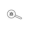 fing bug, magnidier, search icon. Simple outline vector of Web Design Development set icons for UI and UX, website or mobile