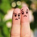 Finger art of displeased couple. Royalty Free Stock Photo