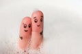 Finger art of Happy couple bathe in bath
