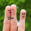 Finger art of a Happy couple. The happy couple kissing and hugging. Royalty Free Stock Photo