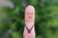 Finger art of a lonely sad man Royalty Free Stock Photo