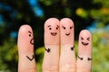 Finger art of people. concept of a man scolds of people, and they laugh. Royalty Free Stock Photo