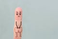 Finger art of sad man. Concept of impotence