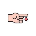 Finger blood test color icon. linear style sign for mobile concept and web design. Diabetes blood test outline vector icon. Symbol