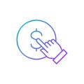 Finger click the coin, button press, finger touch on money gradient lineal icon. Finance, payment, invest finance symbol Royalty Free Stock Photo