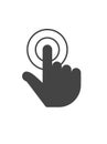 Finger click, hand icon, black silhouette. Vector symbol isolated on white background