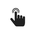 Finger click icon vector illustration, flat index thumb touching symbol isolated sign, black and white pictogram clipart Royalty Free Stock Photo