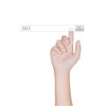 Finger click on search toolbar isolated white background
