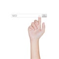 Finger click on search toolbar isolated white background Royalty Free Stock Photo