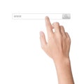 finger click on search www toolbar browser isolated white background