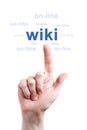 Finger clicks word wiki online Royalty Free Stock Photo