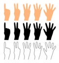 Finger count. Hand counting isolated on white background. People finger numbers vector illustration