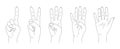 Finger count vector, hands sketch set