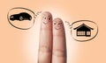 A finger couple in love and house