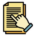 Finger document show icon color outline vector Royalty Free Stock Photo