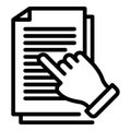 Finger document show icon, outline style Royalty Free Stock Photo